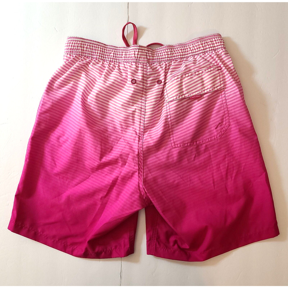 Calvin Klein Mens Quick-Dry UV 50+ Ombre Stripe 7" Swim Trunks Rosebud - Picture 3 of 3